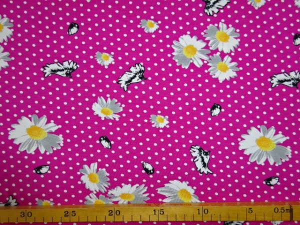 Viscosejersey mit Margeriten Margeritenblumen auf Pink 150 cm